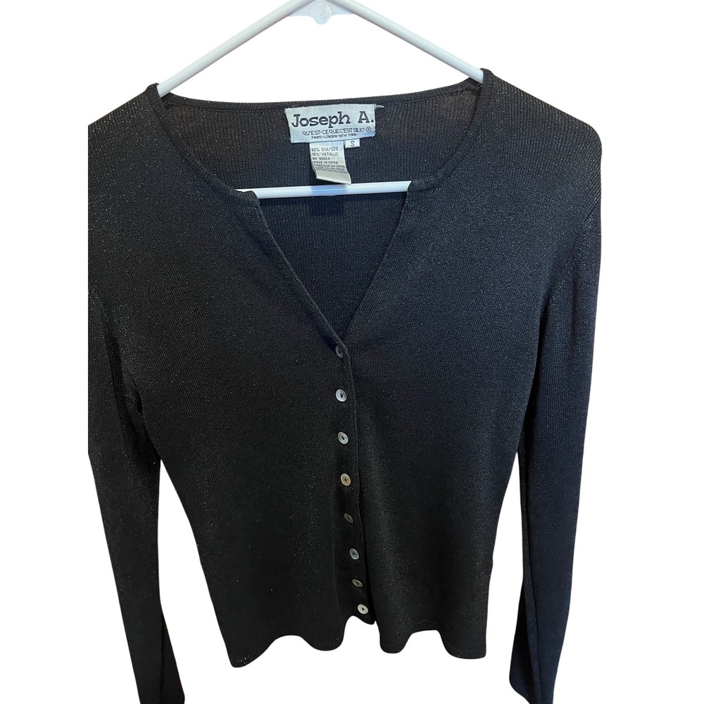 Joseph A. Black Sparkle‎ Knit Button Front Cardigan Sweater Top Women's Small